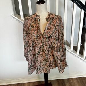 We Are Kindred Chic Paisley Women's Blouse - Pink and Black Size 4 fits like M